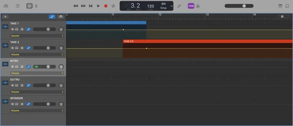 garageband how to crossfade